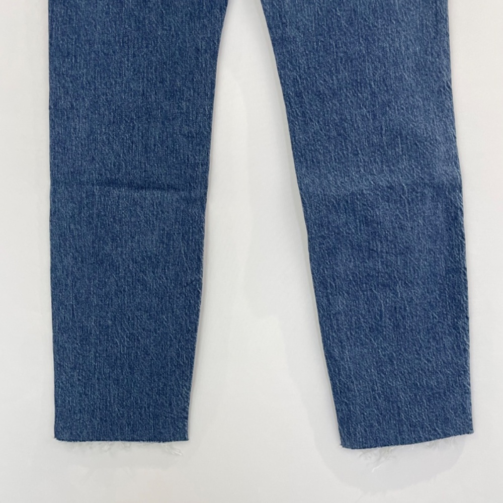 New Good American Slim Straight High Rise Raw Hem Ankle Jeans Blue Size 0 / 25 - Picture 12 of 16